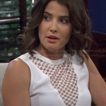 Robin’s white checkerboard triangle top on How I Met Your Mother