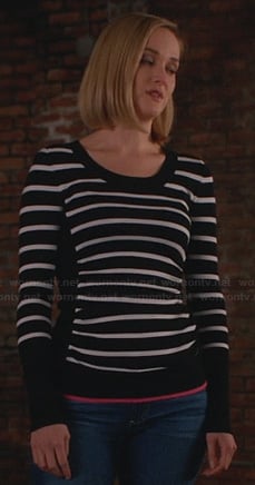 Robin's striped sweater with pink trim on The Good Wife