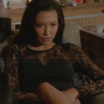 Santana’s black long sleeved lace top on Glee