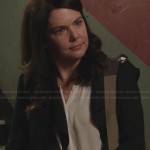 Sarah’s white blouse and black jacket on Parenthood