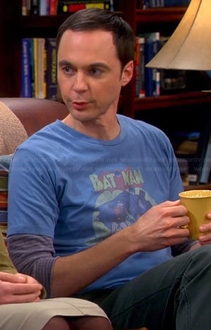 Sheldon’s blue Batman tshirt on The Big Bang Theory