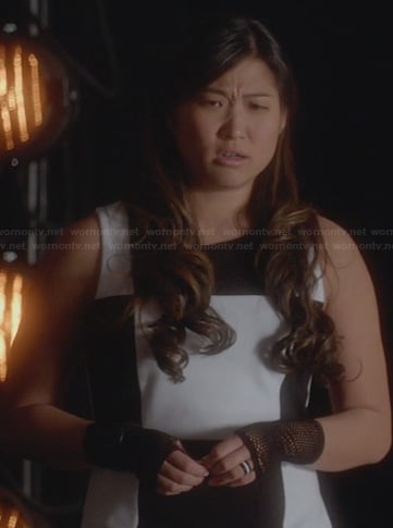 Tina's black and white checkerboard dress on Glee