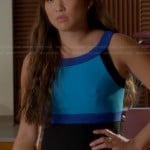 Tina’s blue and black colorblock dress on Glee