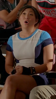 Tina's blue and white front panel dress on Glee