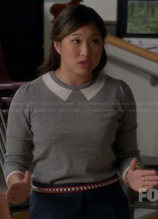 Tina's grey sweater with white collar on Glee