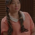 Tina’s peach top with white collar on Glee