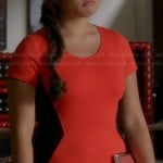 Tina’s red and black colorblock dress on Glee