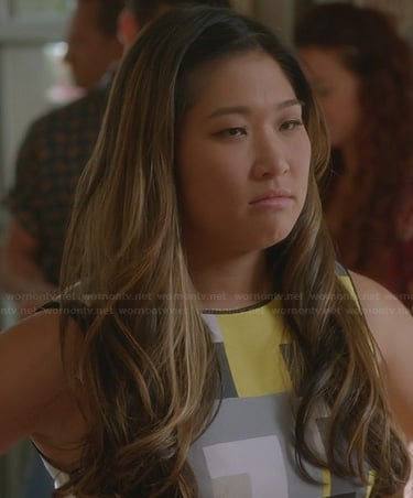 Tina’s grey and yellow colorblock dress on Glee