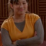 Tina’s orange v-neck dress on Glee