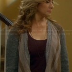 Vanessa’s brown and grey draped cardigan on Last Man Standing