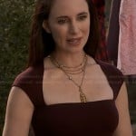 Victoria’s burgundy square neckline dress on Revenge