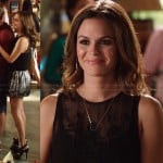 Zoe’s silver metallic shorts and sheer black embroidered top on Hart of Dixie