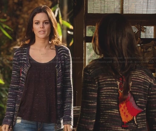 Zoe's owl cardigan and leather trim tank top on Hart of Dixie