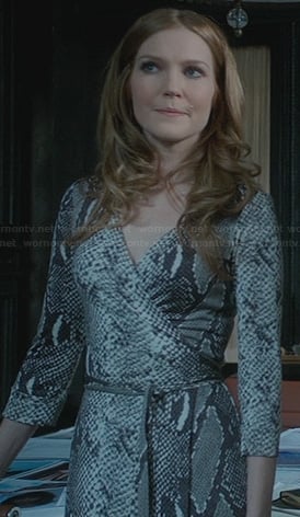 Abby's snake print wrap dress on Scandal