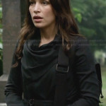 Annie’s black draped and belted jacket on Covert Affairs