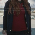 Ariel’s burgundy sweater with leather collar and check skirt on Once Upon a Time