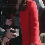 Belle’s grey lace striped top, red coat and grey striped skirt on Once Upon a Time