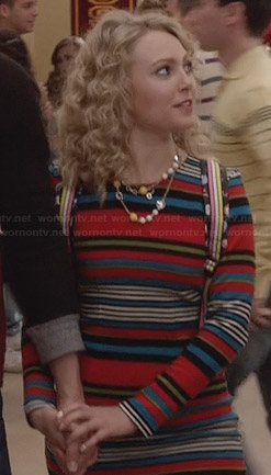 Carrie's striped long sleeve dress on The Carrie Diaries