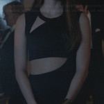 Charlotte’s black cutout gown at Emily’s wedding on Revenge