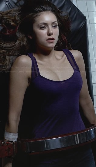 Elena's purple tank top with mesh straps on The Vampire Diaries