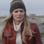 Emma’s red leather jacket, ribbed turtleneck sweater and beanie on Once Upon a Time