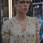 Felicity’s white paint print blouse on Arrow