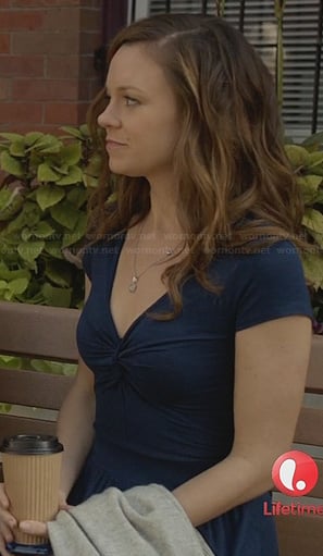 Ingrid's blue knot front dress on Witches of East End