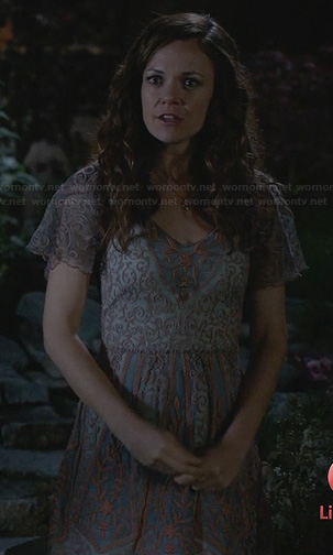 Ingrid's embroidered overlay dress on Witches of East End