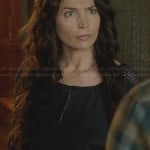 Joanna’s black keyhole blouse with eyelet sleeve detail on Witches of East End