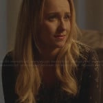 Juliette’s black floral print blouse on Nashville