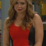 Kristin’s red dress with black leather panels on Last Man Standing