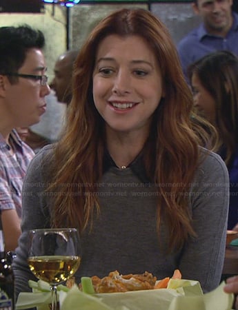 Lily’s grey sweater with leather collar on How I Met Your Mother