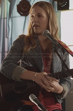 Maddie’s denim zig zag embroidered jacket on Nashville