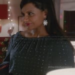 Mindy’s teal green embellished dress on The Mindy Project