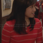 Mouse’s red striped sweater with collar on The Carrie Diaries