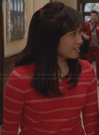 Mouse's red striped sweater with collar on The Carrie Diaries