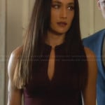 Nikita’s burgundy keyhole dress on Nikita