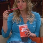 Penny’s blue button front shirt on The Big Bang Theory