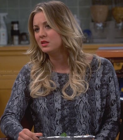 Penny's grey snakeskin print sweater on The Big Bang Theory