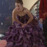 Rachel’s purple strapless gown on Glee