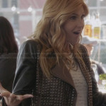 Rayna’s black studded jacket with leather sleeves on Nashville