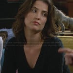 Robin’s dark green leopard spot sweater on How I Met Your Mother