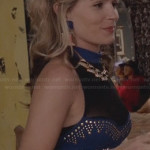 Samantha’s blue studded illusion top on The Carrie Diaries