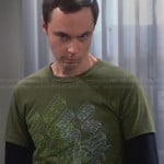 Sheldon’s green DNA graphic shirt on The Big Bang Theory