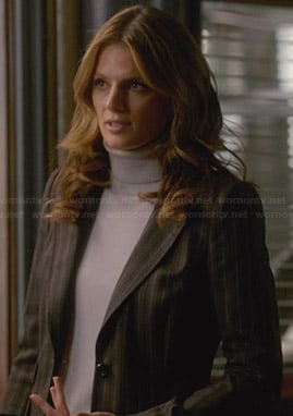 Beckett's brown striped blazer on Castle