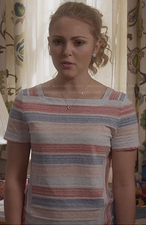 Carrie's striped square neck top on The Carrie Diaries