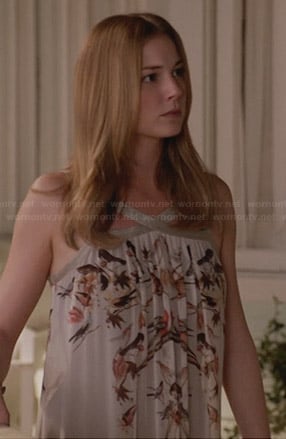 Emily’s bird print maxi dress on Revenge