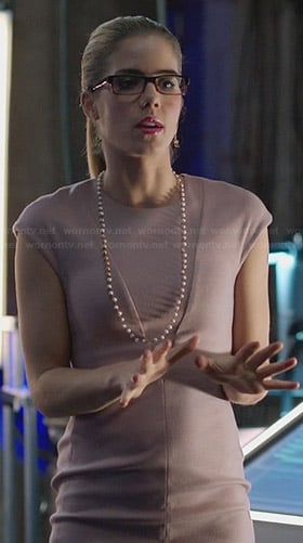 Felicity’s soft purple cap sleeve dress on Arrow