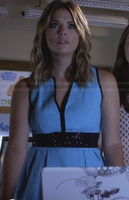 Hanna's blue dress with criss-cross back on Pretty Little Liars
