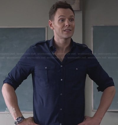 Jeff’s navy blue button front shirt on Community